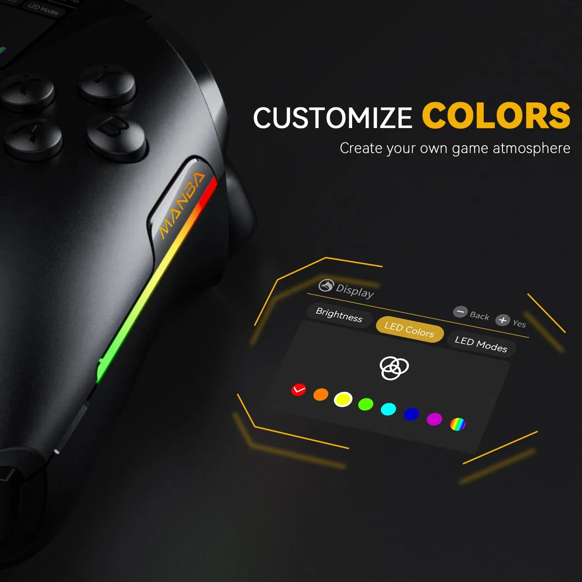 ManbaOne Interactive Screen Wireless Gaming Controller per PC/Switch/Switch 2/iOS/Android, Stick e Trigger ad Effetto Hall, Illuminazione RGB, Pulsanti Rimappabili, 1800mAh con Stazione di Ricarica