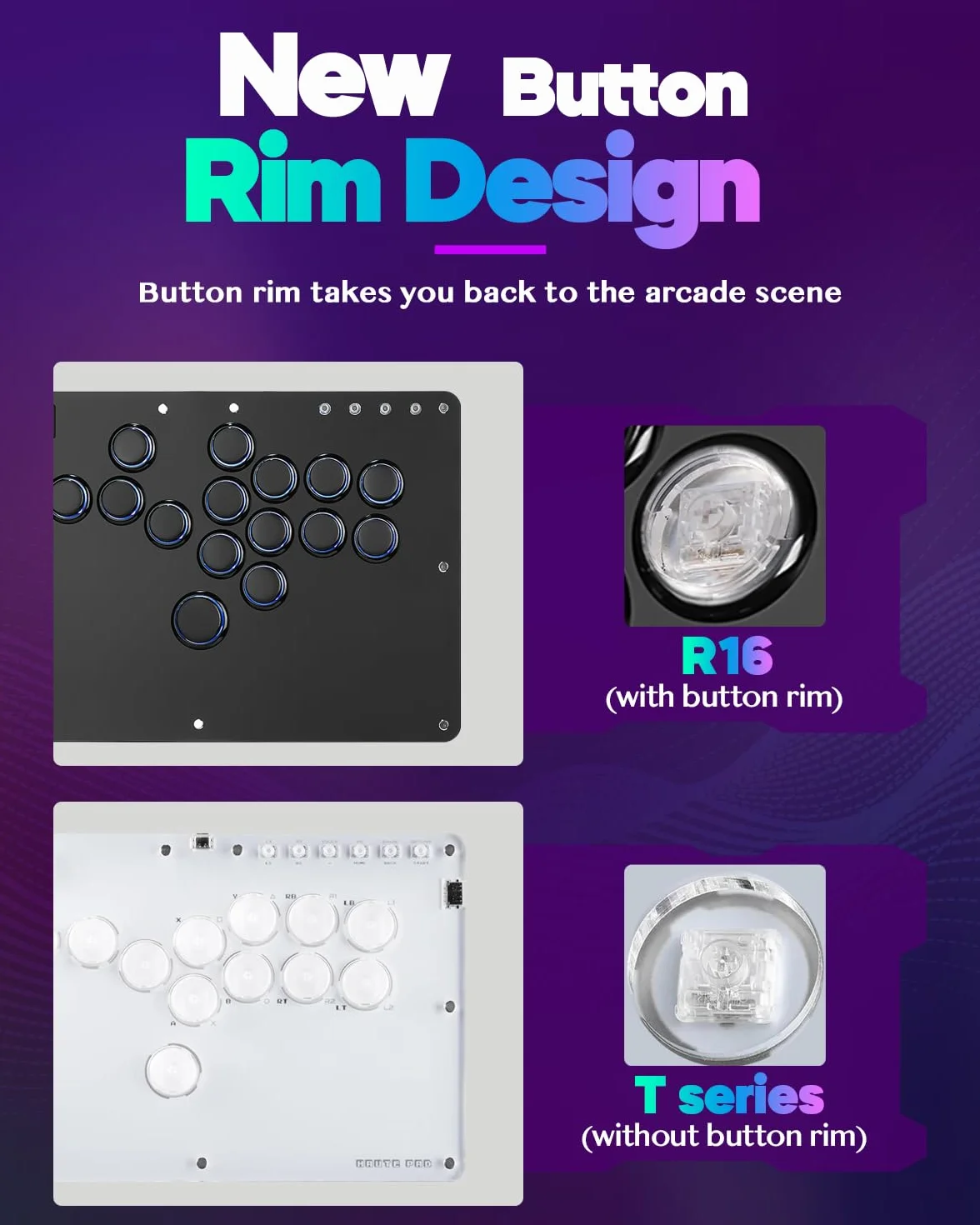 Sehawei Arcade Stick R16 Controller Arcade a 16 tasti per PC/Ps3/Ps4/Switch/Steam, Fight Stick per giochi di combattimento con funzioni RGB e Turbo personalizzate e Hot Swap Nero