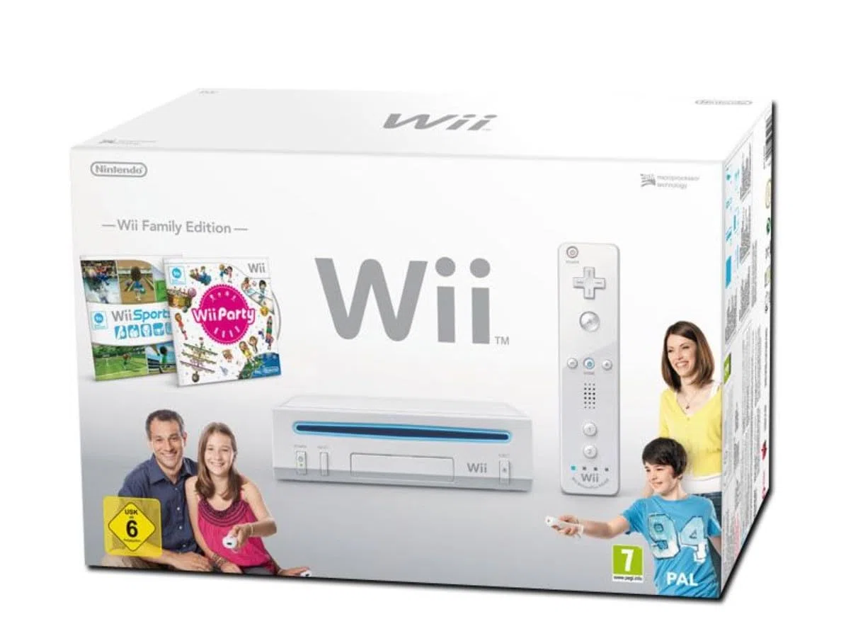 Pacchetto Wii Family Edition: Console di gioco Wii + Wii Sports + Wii Party + Controller Nunchuk + Wii Motion Plus - Bianco