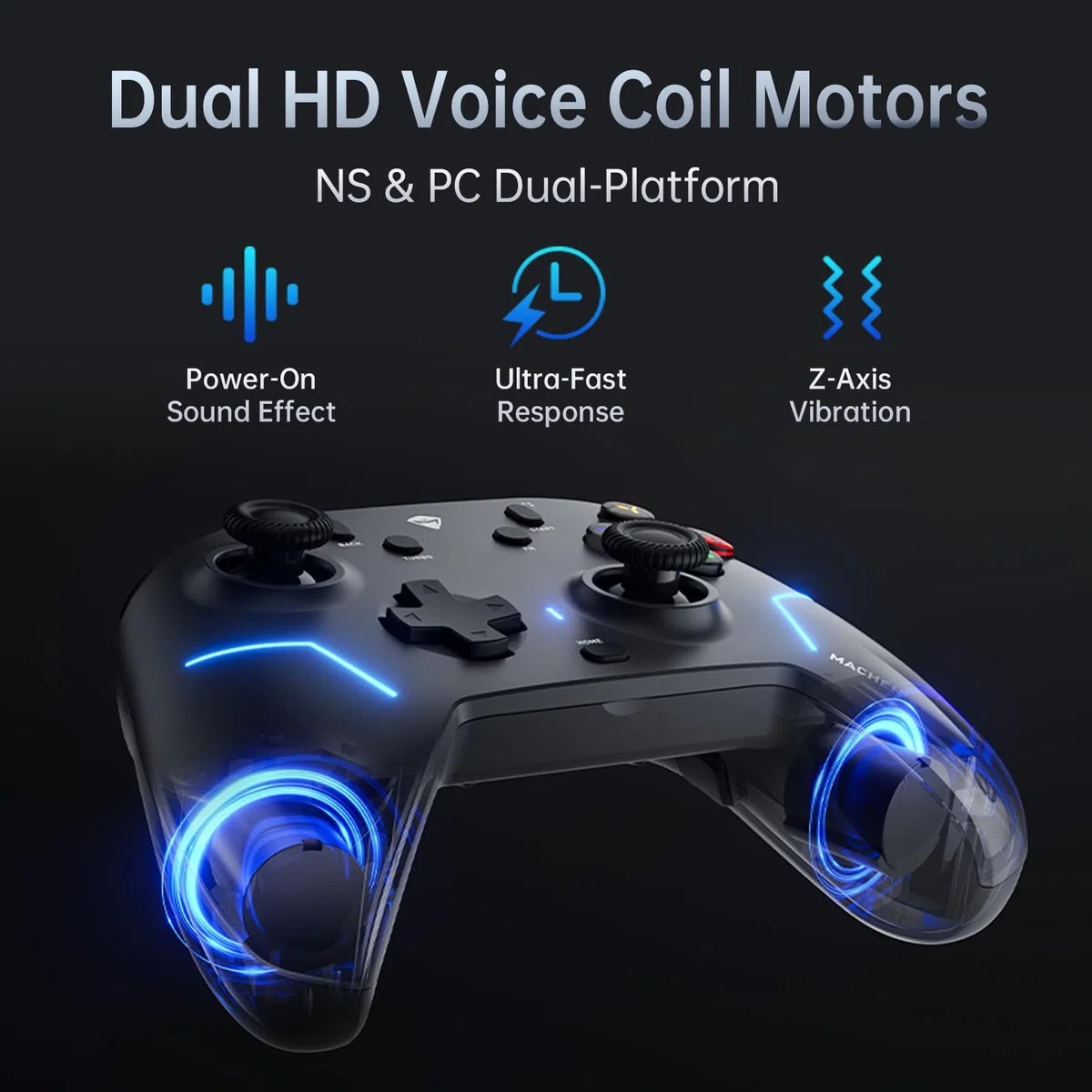 Machenike G6V2 Controller, 2 motori a bobina mobile HD, joystick TMR con coppia regolabile, 2 trigger TMR, pulsanti ABXY facilmente intercambiabili, 4 pulsanti programmabili, 1000 Hz, 1200 mAh, Grigio