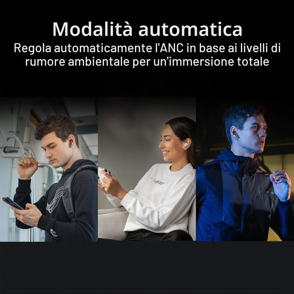 ASUS ROG Cetra True Wireless Speednova Cuffie Gaming Senza Fili, Tecnologia Wireless ROG SpeedNova, Audio 24 bit 96 kHz, Microfoni IA a Conduzione Ossea, ANC, Fino a 46 Ore di Autonomia, Bianco