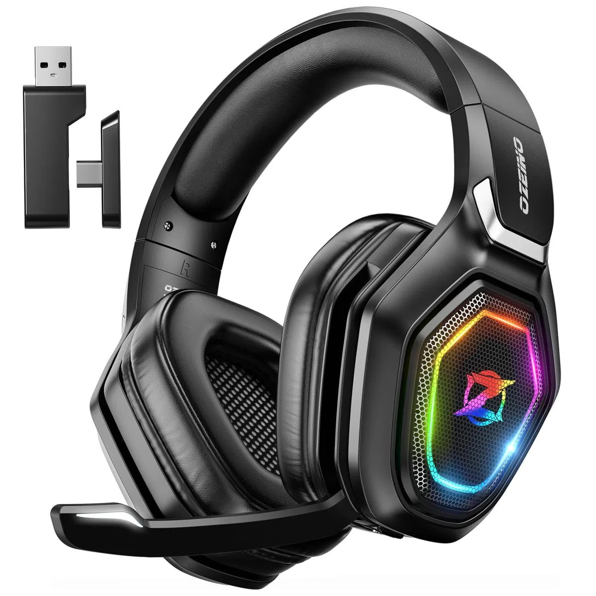 Ozeino Cuffie da gioco wireless con microfono 2,4 G Tipo C RGB per PS5 PS4 PC