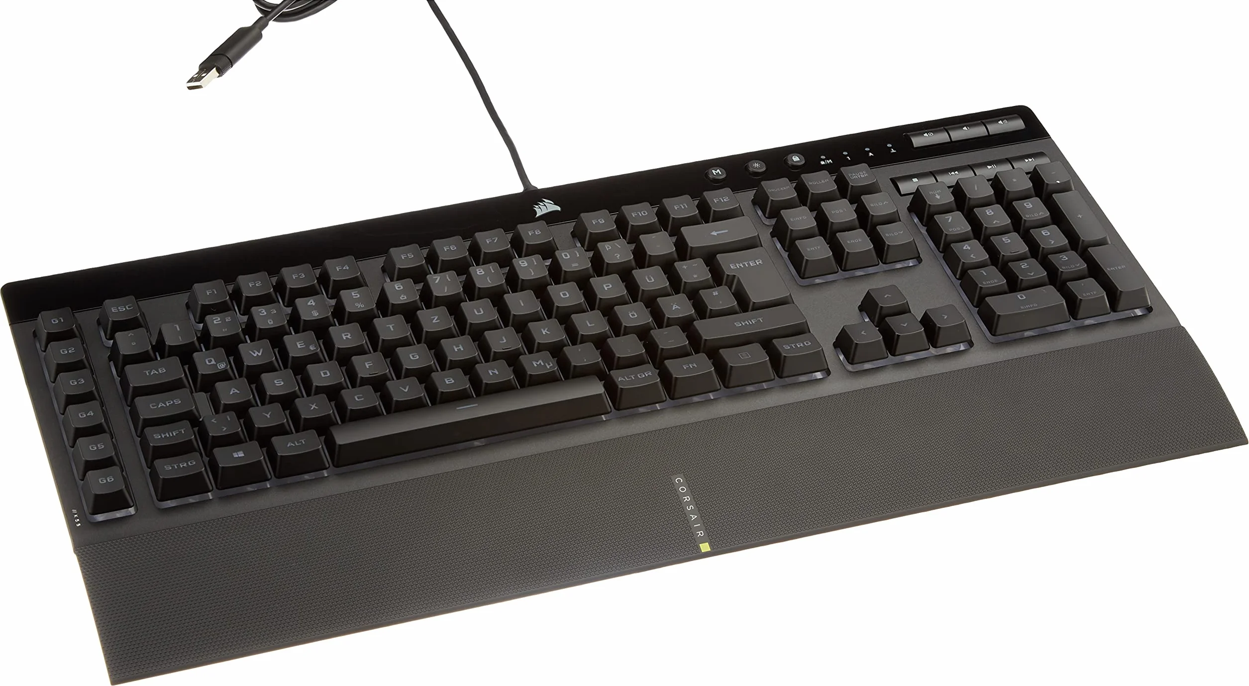 CORSAIR K55 RGB PRO Tastiera a membrana cablata IP42 resistente polvere spruzzi acqua 6 tasti macro Elgato iCUE QWERTZ DE Nero
