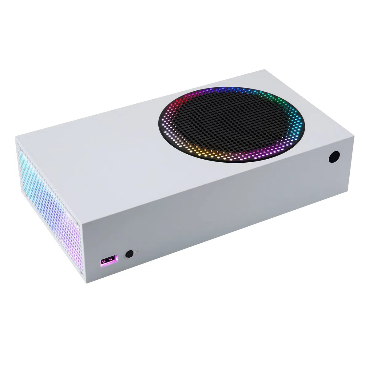 eXtremeRate Multicolore RGB LED Striscia Luminosa Accessori per Xbox Series S Console,Nastro Adesivo Luci per Xbox Series S Console Ventola con IR Telecomando-7 Colori 39 Effetti