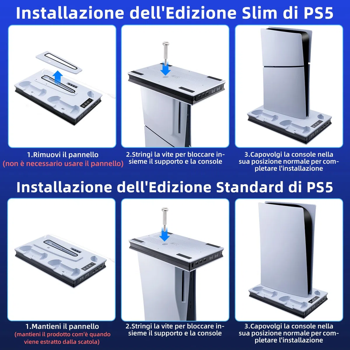 Wigearss Supporto Verticale di Raffreddamento PS5 con Doppio Controller Caricatore per PS5/PS5 Slim/PS5 PRO UHD/Digital Edition