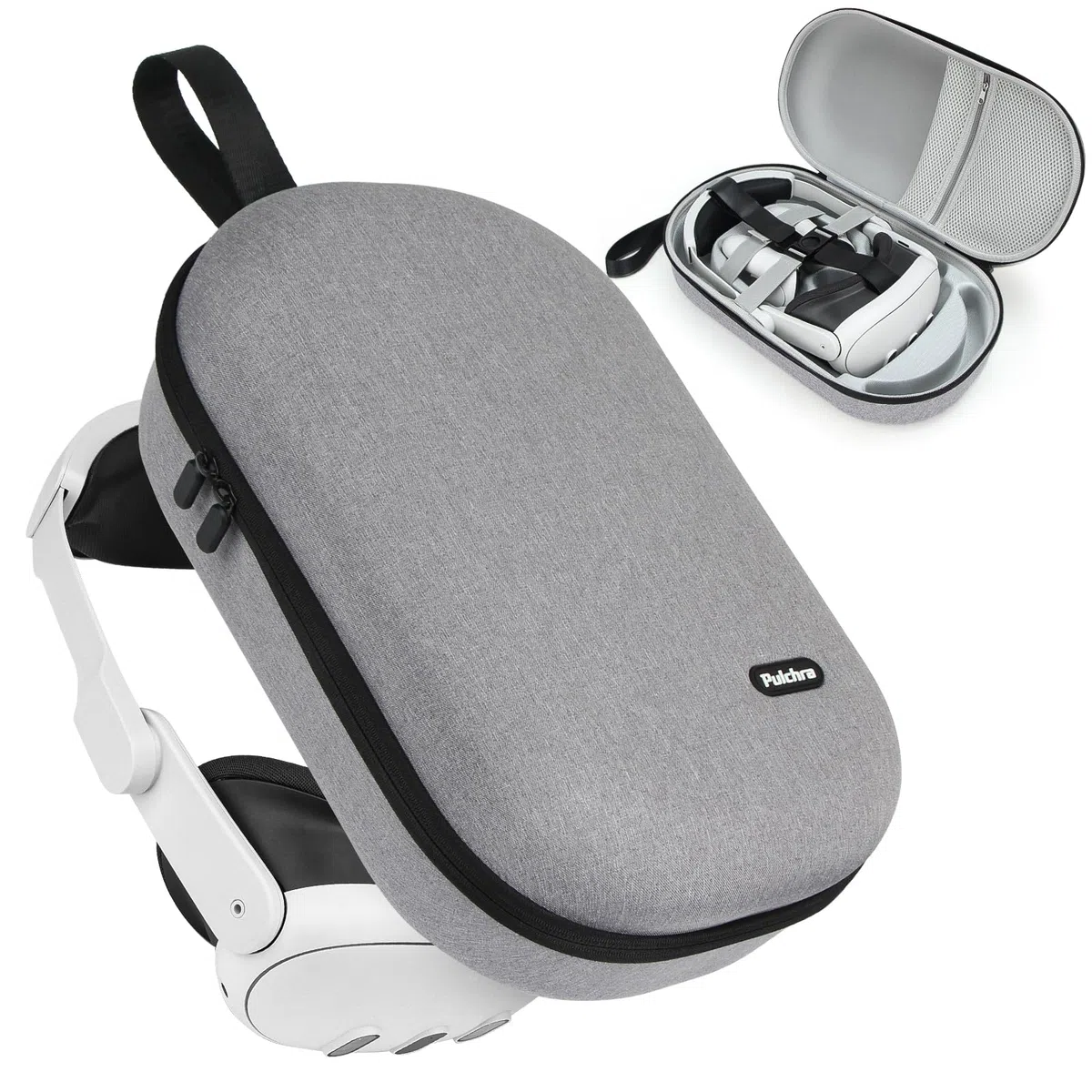Pulchra VR Custodia da Viaggio Rigida Compatibile con Meta Quest 3/2, Oculus Quest 3/2, PICO4/4Pro, Grigio