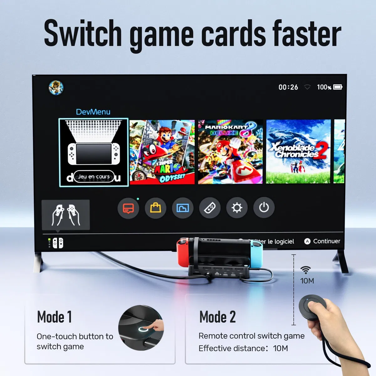 Alxum Switch Docking Station con lettore di schede di gioco in telecomando, docking station portatile per Switch con 3 porte USB A, porta HDMI e porta Ethernet RJ45 compatibile con Switch/Switch OLED
