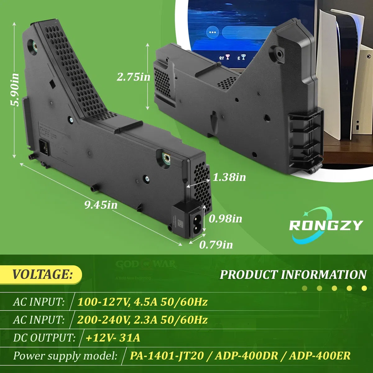 RongZy per PS5 Alimentatore per Playstation 5 Alimentatore Interno Sostituire PA-1401-JT20/ADP-400DR/ADP-400ER con Cavo di Alimentazione Strumenti di Riparazione