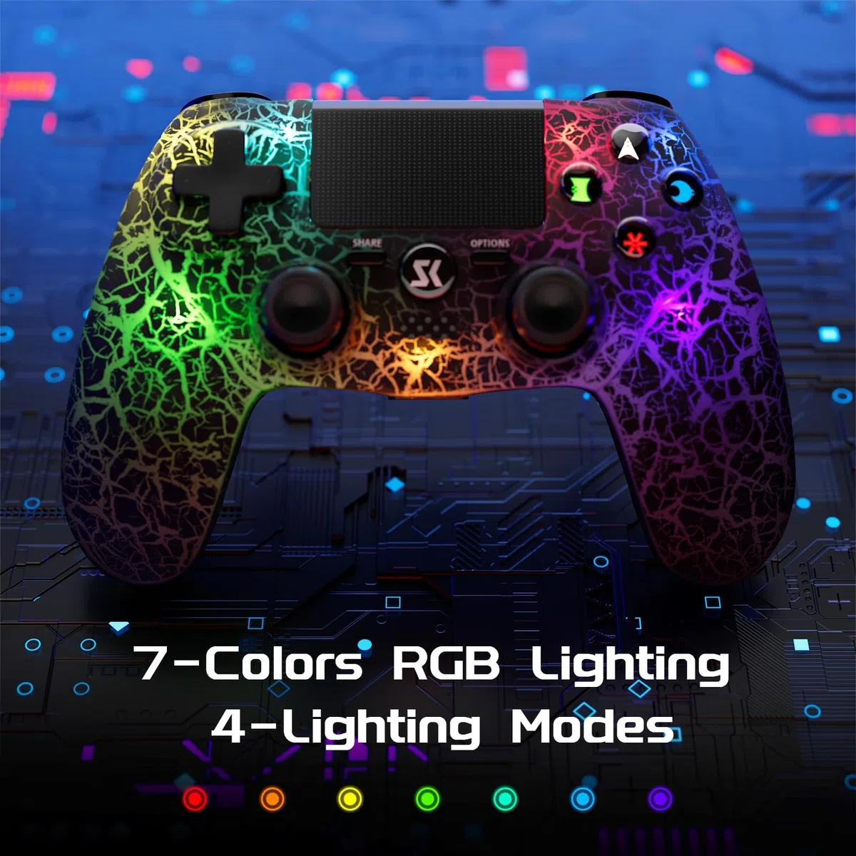 Controller Wireless PS4 Joystick LED RGB per Playstation 4/Pro/Slim con Batteria 1000 mAh