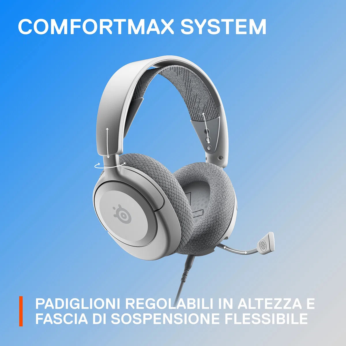 SteelSeries Arctis Nova 1P Cuffie da gaming multisistema Driver Hi-Fi Audio spaziale 360° Memory Foam Bianco