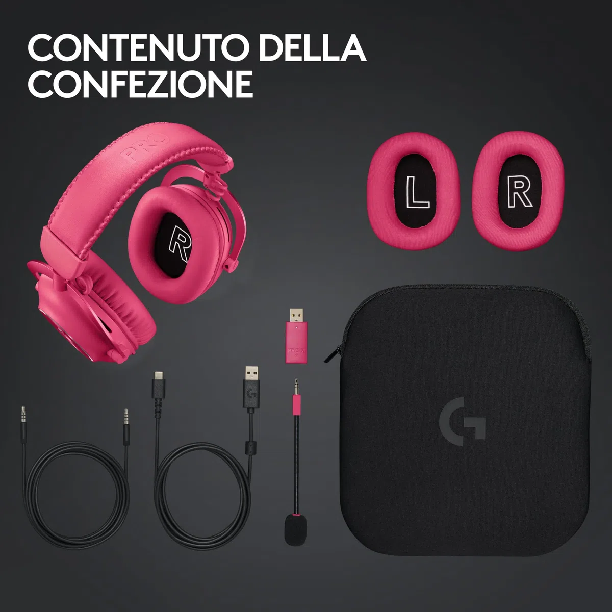 Logitech G PRO X 2 LIGHTSPEED Cuffie gaming wireless, Microfono a braccio rimovibile, Driver Grafene 50mm,DTS:Headphone X 2.0-Surround 7.1, Bluetooth/USB/3,5mm Aux, PC,PS5,PS4, Nintendo Switch,Magenta