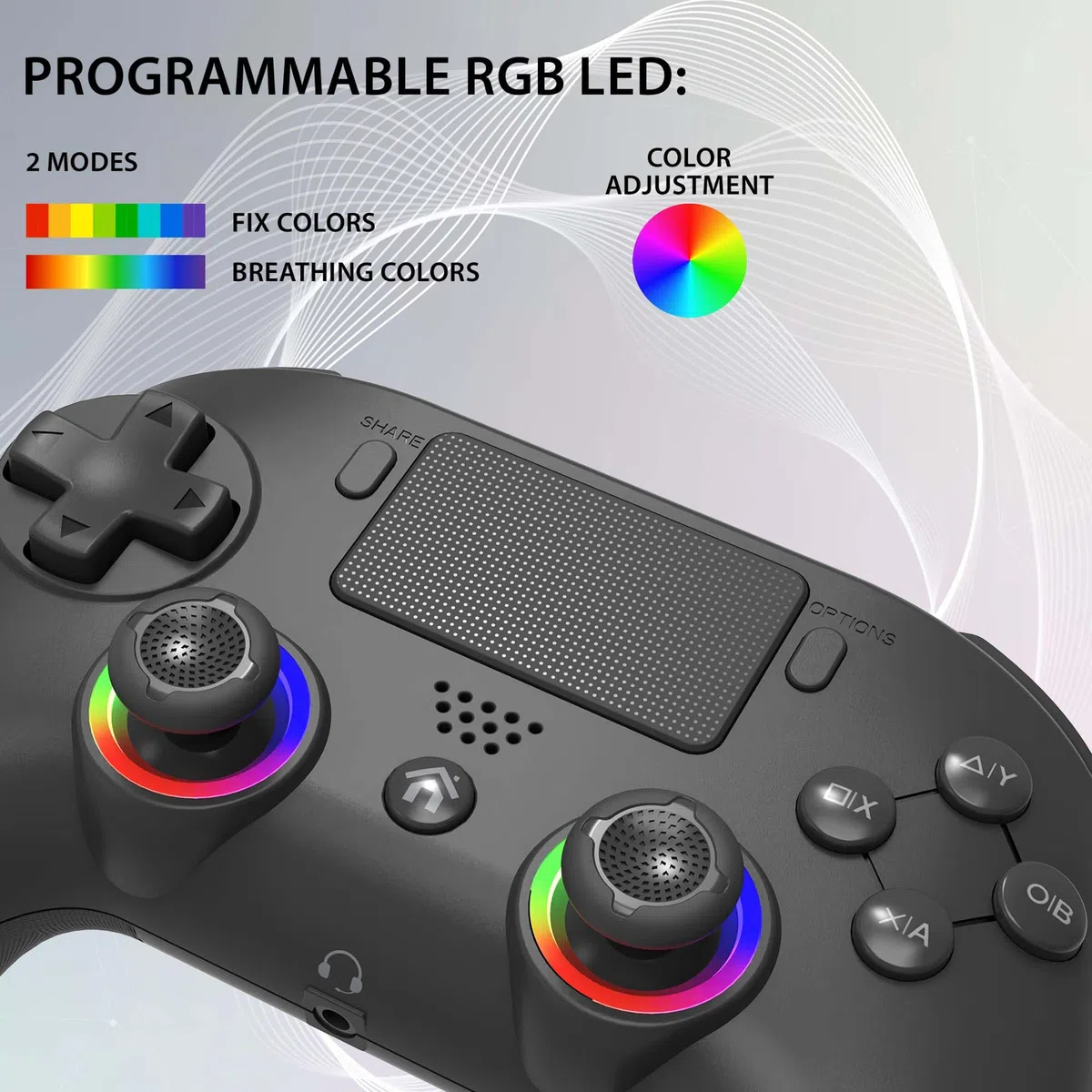 SUBSONIC Wireless Controller for PS4 Playstation 4 Bluetooth with LED Vibration Headphone Jack Black