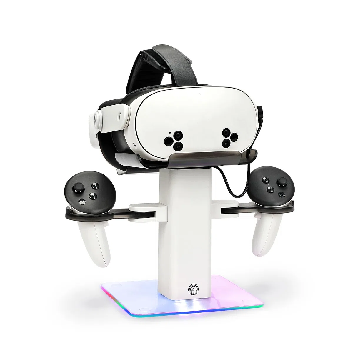 Dock di ricarica compatibile Meta Quest 3S/Quest 3, supporto verticale RGB LED antiscivolo (bianco)