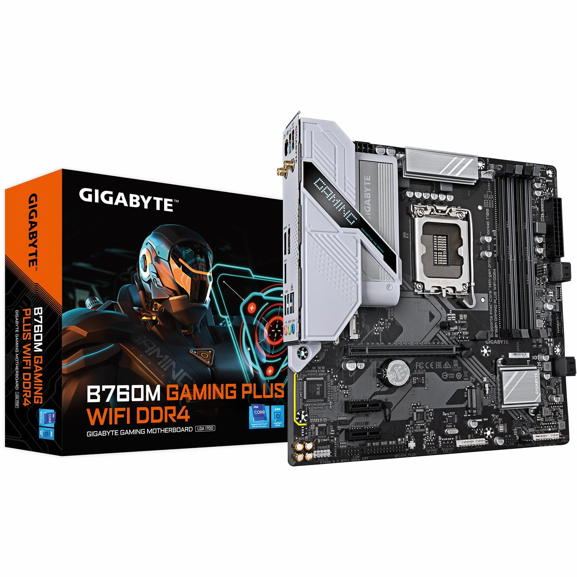 GIGABYTE B760M GAMING PLUS WIFI DDR4 Scheda madre - Supporta CPU Intel Core di 14a generazione, VRM a 4+1+1 fasi, fino a 5333 MHz DDR4 (OC), 2xPCIe 4.0 M.2, Wi-Fi 6, LAN 1 GbE, USB 3.2 Gen 1