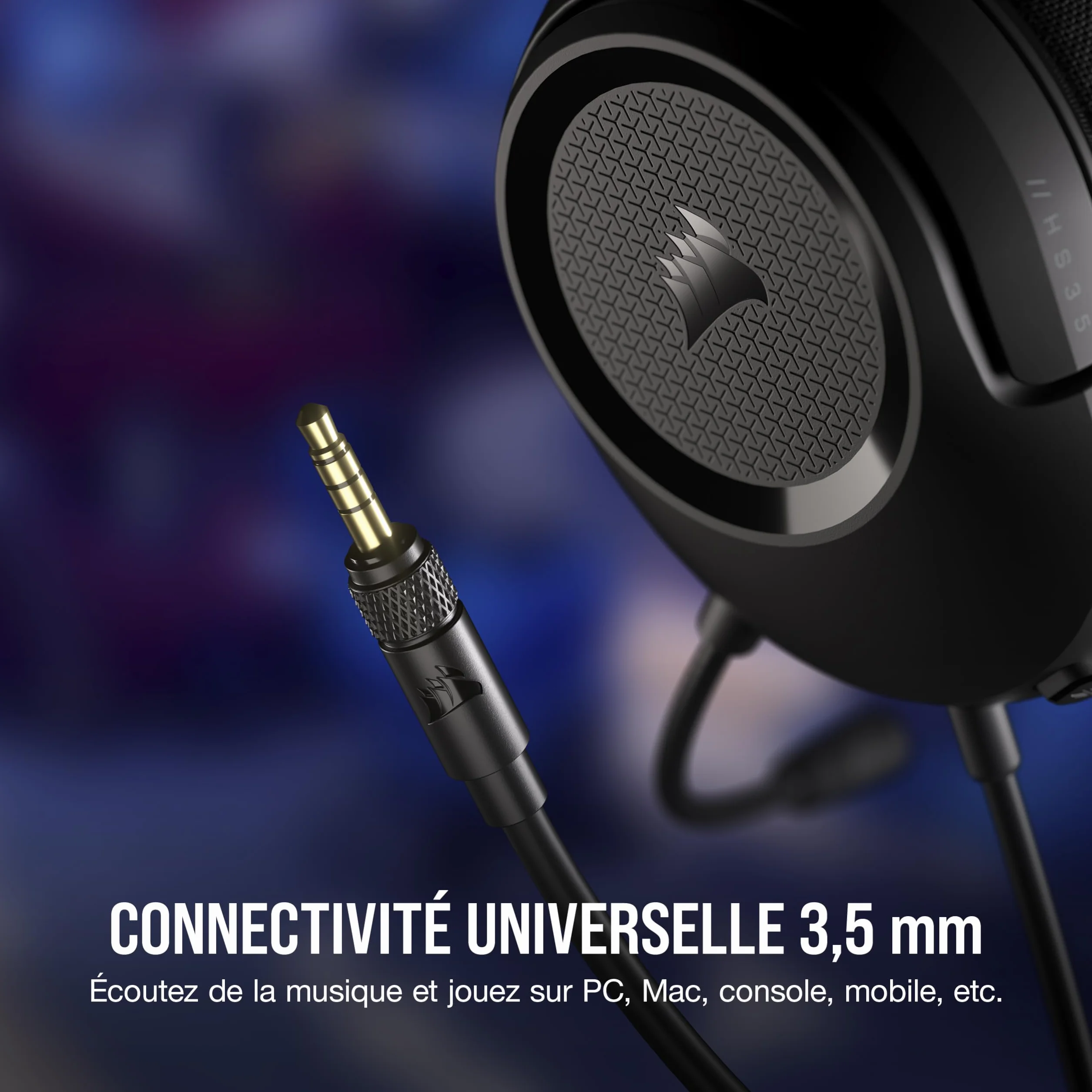 Corsair HS35 v2 Cuffie Gaming Multipiattaforma con Microfono Omnidirezionale Flessibile, Cavo 3,5 mm per PC, PS5, Xbox, Carbonio
