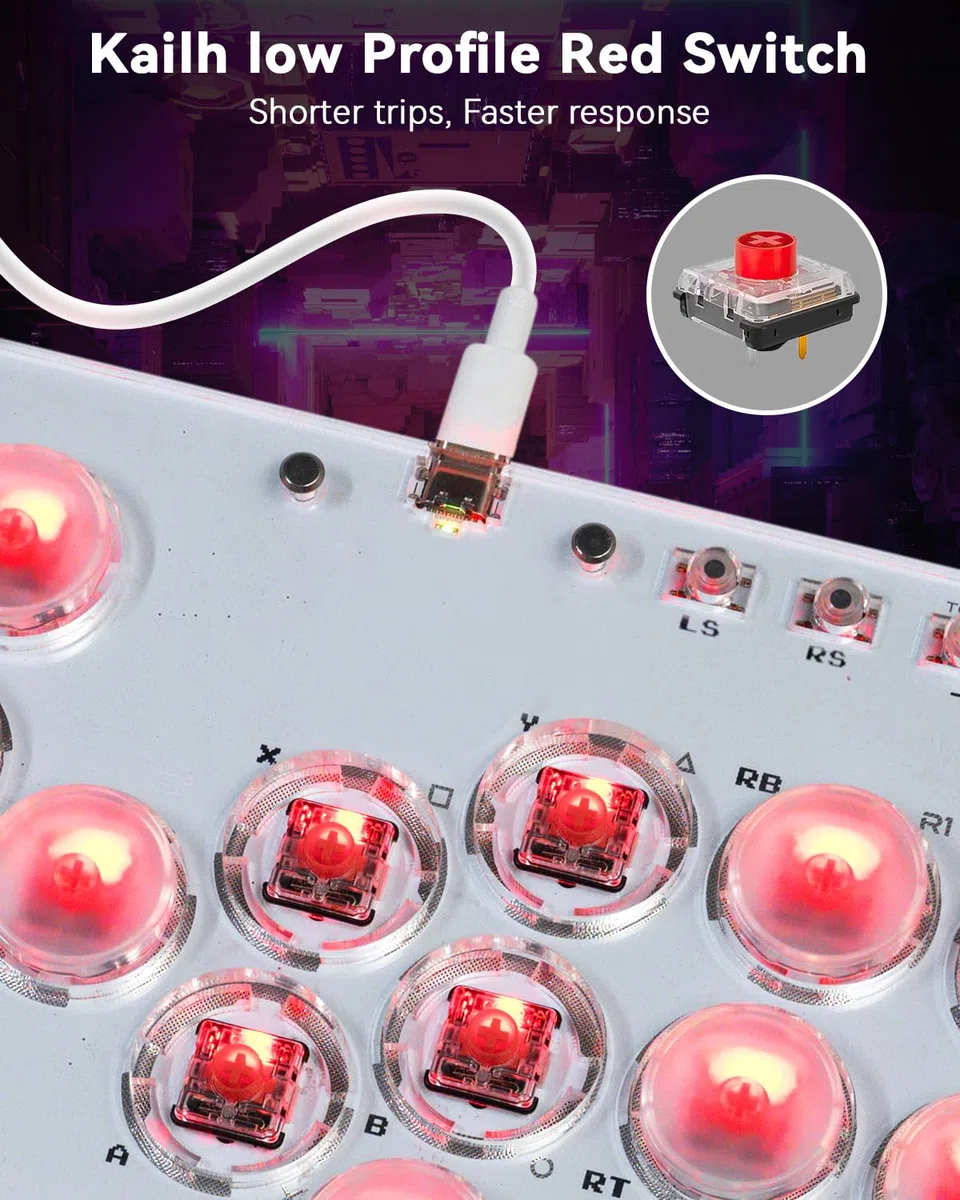 Sehawei Arcade Fight stick, Fighting Arcade Game Keyboard per PS4/Switch/PC/PS3/Steam Street Fight keypad with Turbo Functions & Custom RGB (T13)