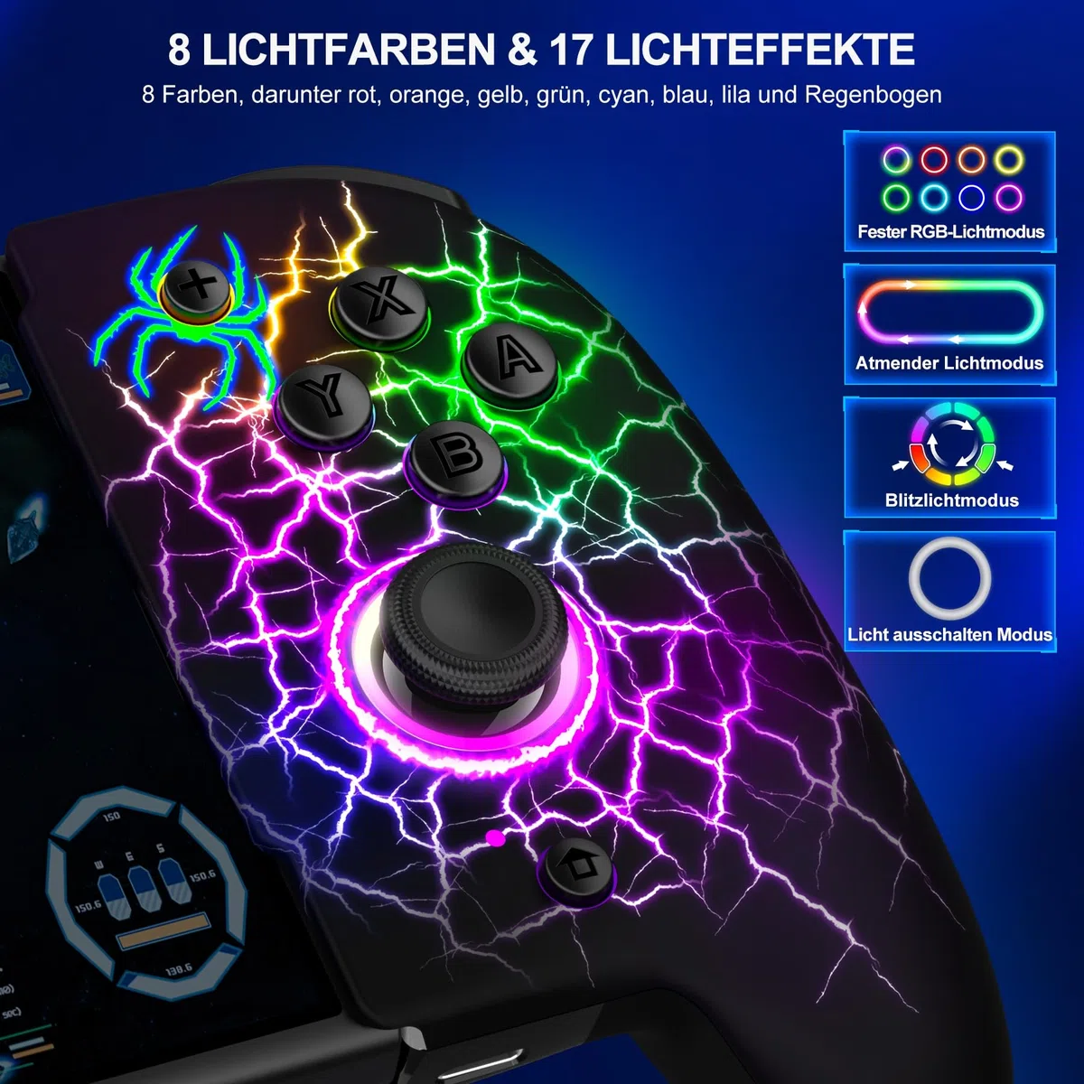 Controller Switch Portatile con Giroscopio a 6 Assi, 1000mAh Programmabile Turbo per Switch/OLED