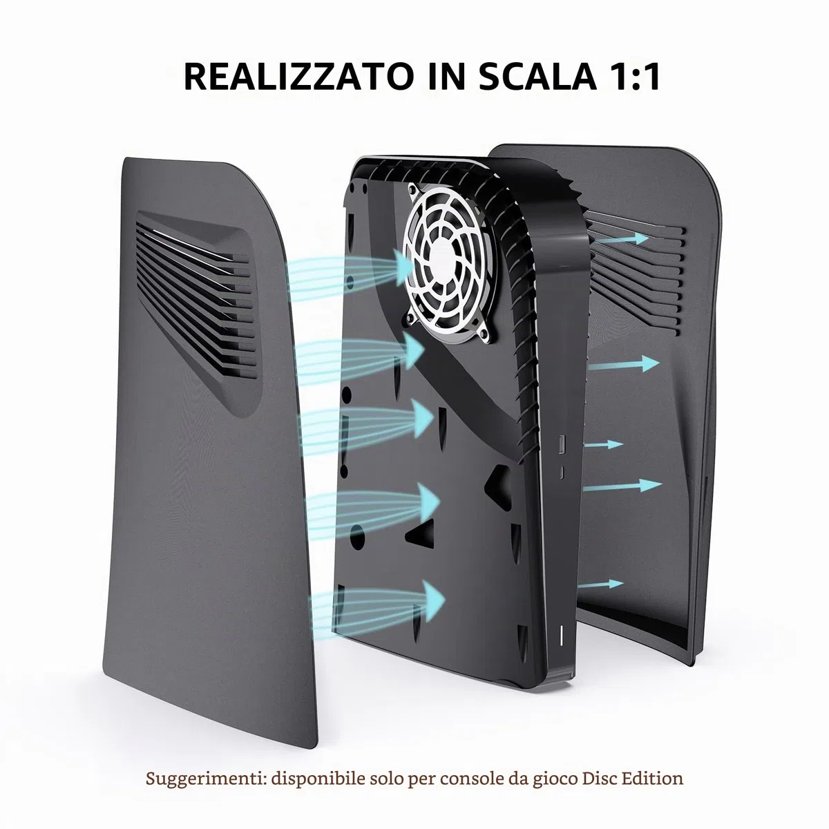 innoAura Piastre per Disc Edition, Piastre Frontali con Prese d'Aria di Raffreddamento, Cover Protettiva AntiGraffio Antipolvere, Custodie di Ricambio in ABS Premium (Nero)