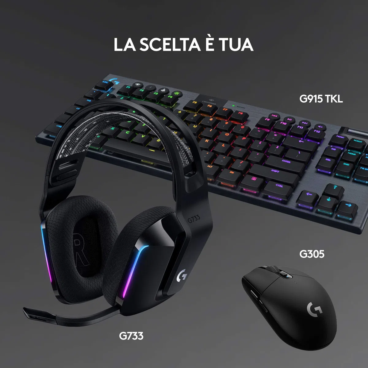 Logitech G733 LIGHTSPEED Wireless Gaming Headset with Microphone, LIGHTSYNC RGB, Blue VO!CE, PRO-G Audio - Nero