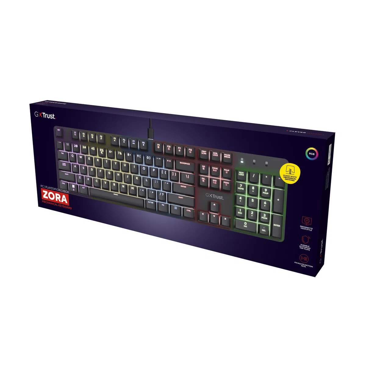 GXTrust 871 Zora Tastiera Meccanica Gaming Layout Italiano QWERTY RGB Retroilluminata Tasti Huano Lineari Anti-Ghosting N-Key Rollover USB Nero
