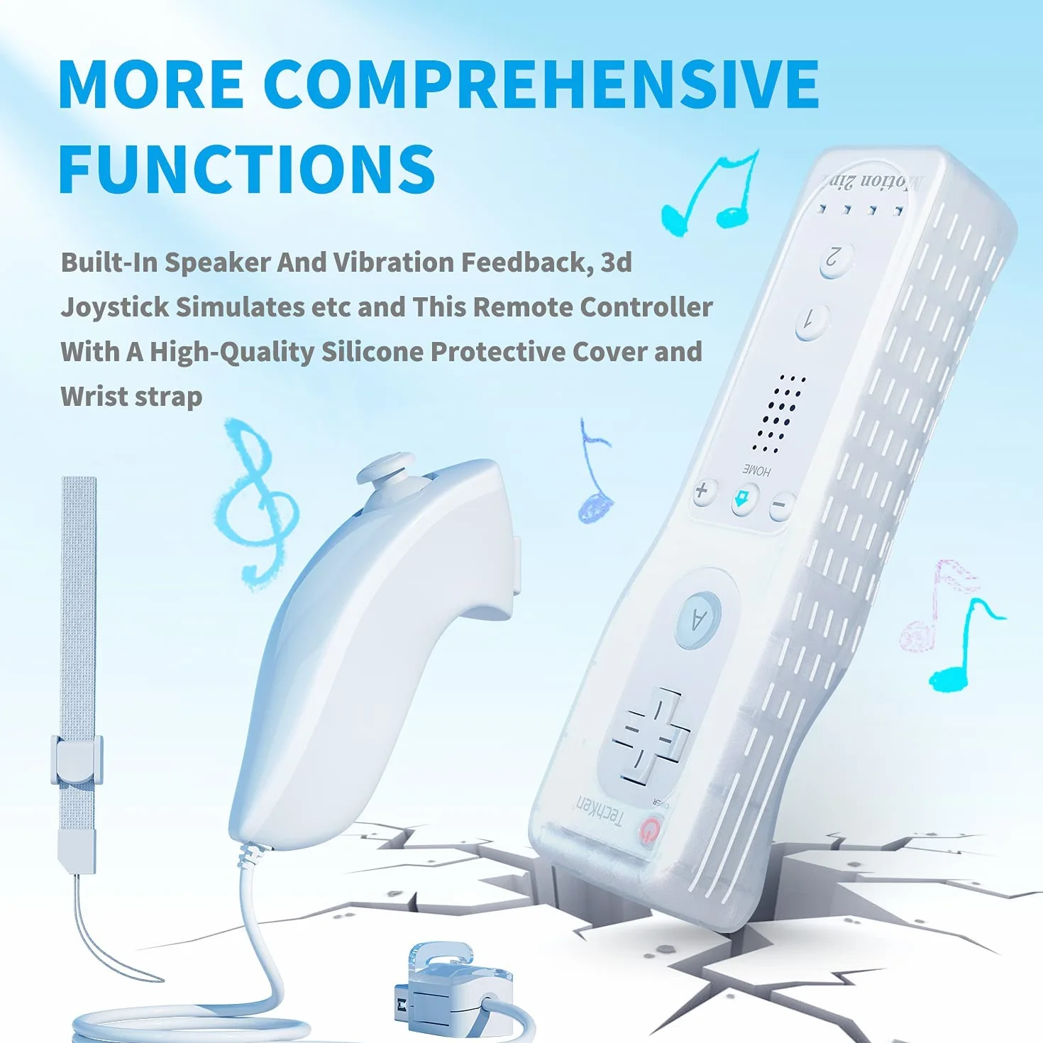 Telecomando Wii Remote Controller e Nunchuk, TechKen Wii Remote Plus Controller Motion Plus con telecomando Nunchuck Wii Joystick Wii Remote Game Control con custodia in silicone per console Wii/Wii u | Controller con Motion Plus e Nunchuck, controller Wi
