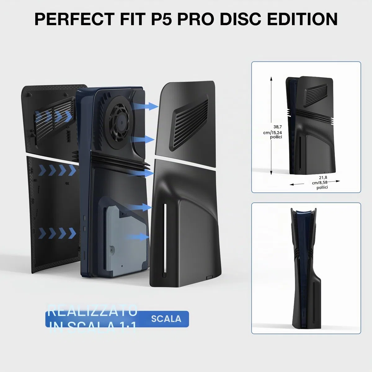 InnoAura P5 Pro Copertura per Disc Edition - Facepad con scanalatura di ventilazione e filtro antipolvere, antigraffio e antipolvere per Disc Edition 2024 (nero)