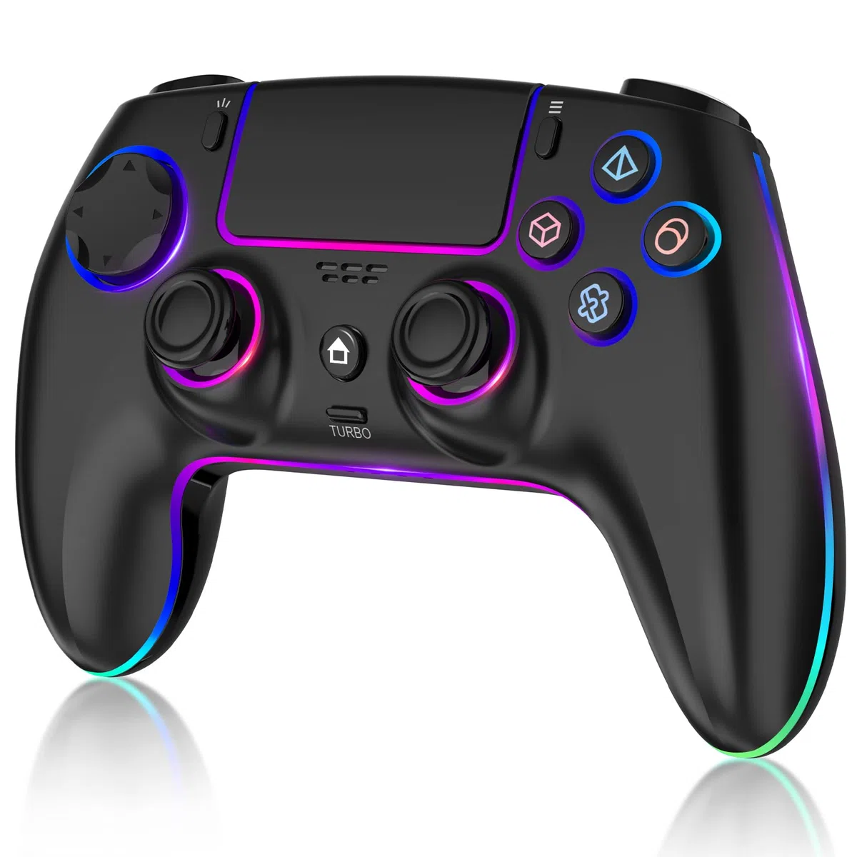 Controller Wireless Pro per PS5 PC MAC Steam Deck Gamepad 7 Colori RGB Personalizzabili Joystick Grilletti Effect Hall Turbo Giroscopio 6 Assi Programmabile Doppia Vibrazione Batteria 1500 mAh