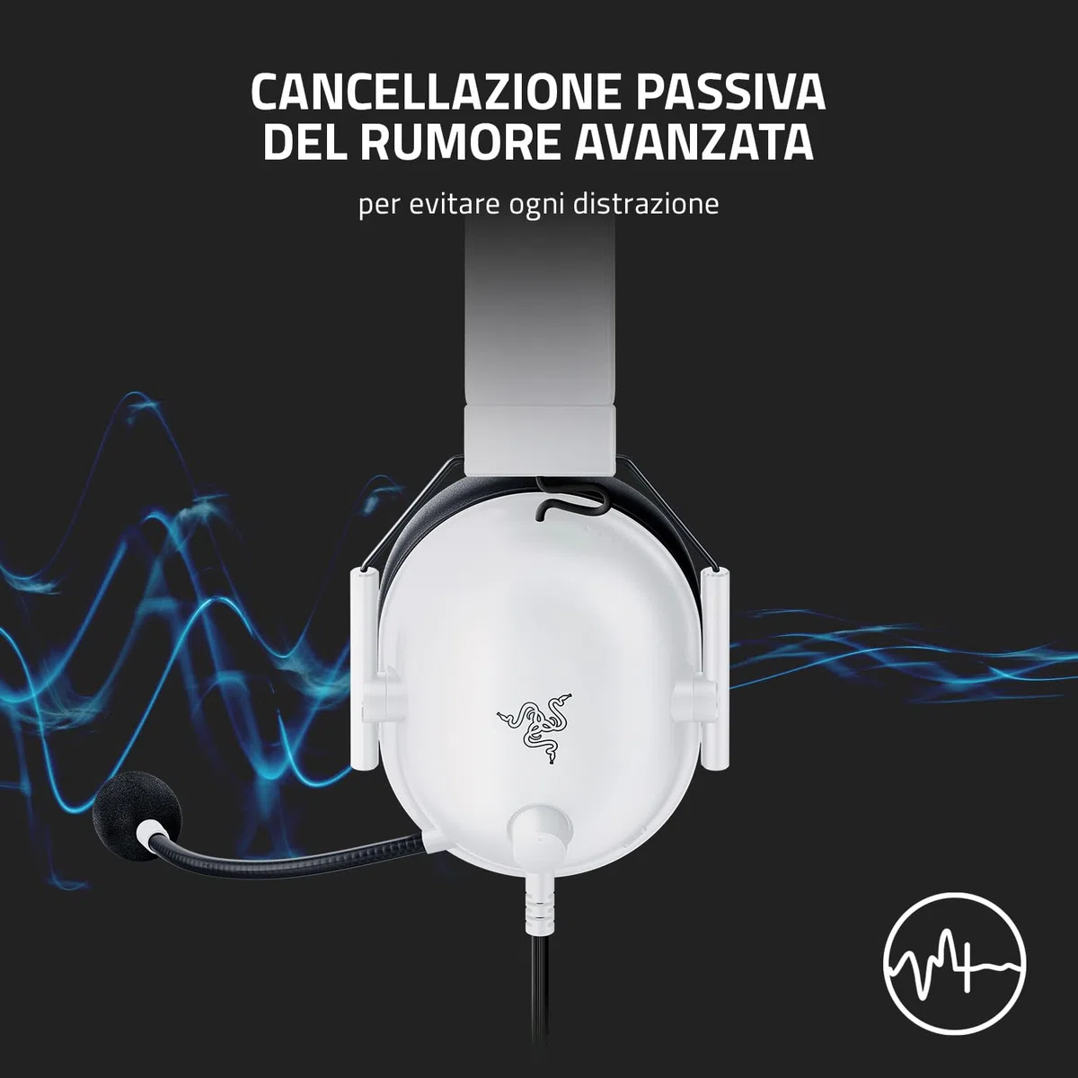 Razer BlackShark V2 X Cuffie da Gioco Esports Cablate Driver TriForce 50 mm Microfono HyperClear Audio Surround 7.1 Bianco