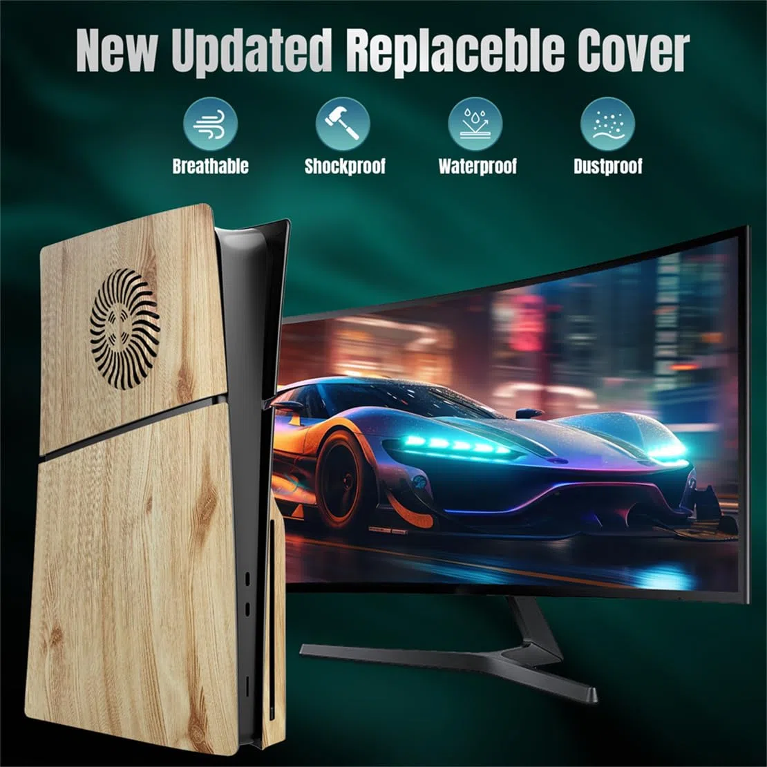 PS5 Slim Frontalino Cover protettiva Woodgrain Color Disc Accessori