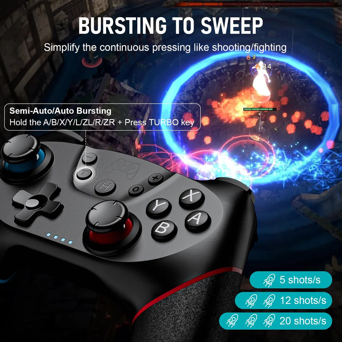 Etpark 2 Pack Controller per Switch, Bluetooth Gamepad per Switch/Switch 2/Lite/OLED, Pro Controller con Hall Joystick