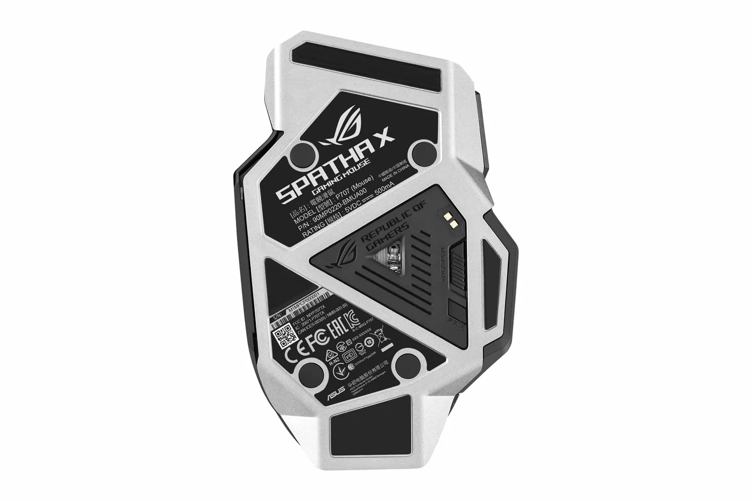 ASUS ROG Spatha X Mouse Gaming Dual-Mode (Wireless e USB-C), Sensore Ottico 19.000 DPI, 12 Tasti Programmabili, Socket Switch Push-Fit, ROG Micro Switch, Base di Ricarica Magnetica, ROG Paracord, Nero