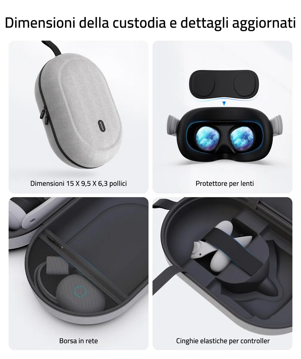 Meta Quest 3S Syntech Grande Custodia Rigida VR Cuffie Accessori Controller Touch Pico4