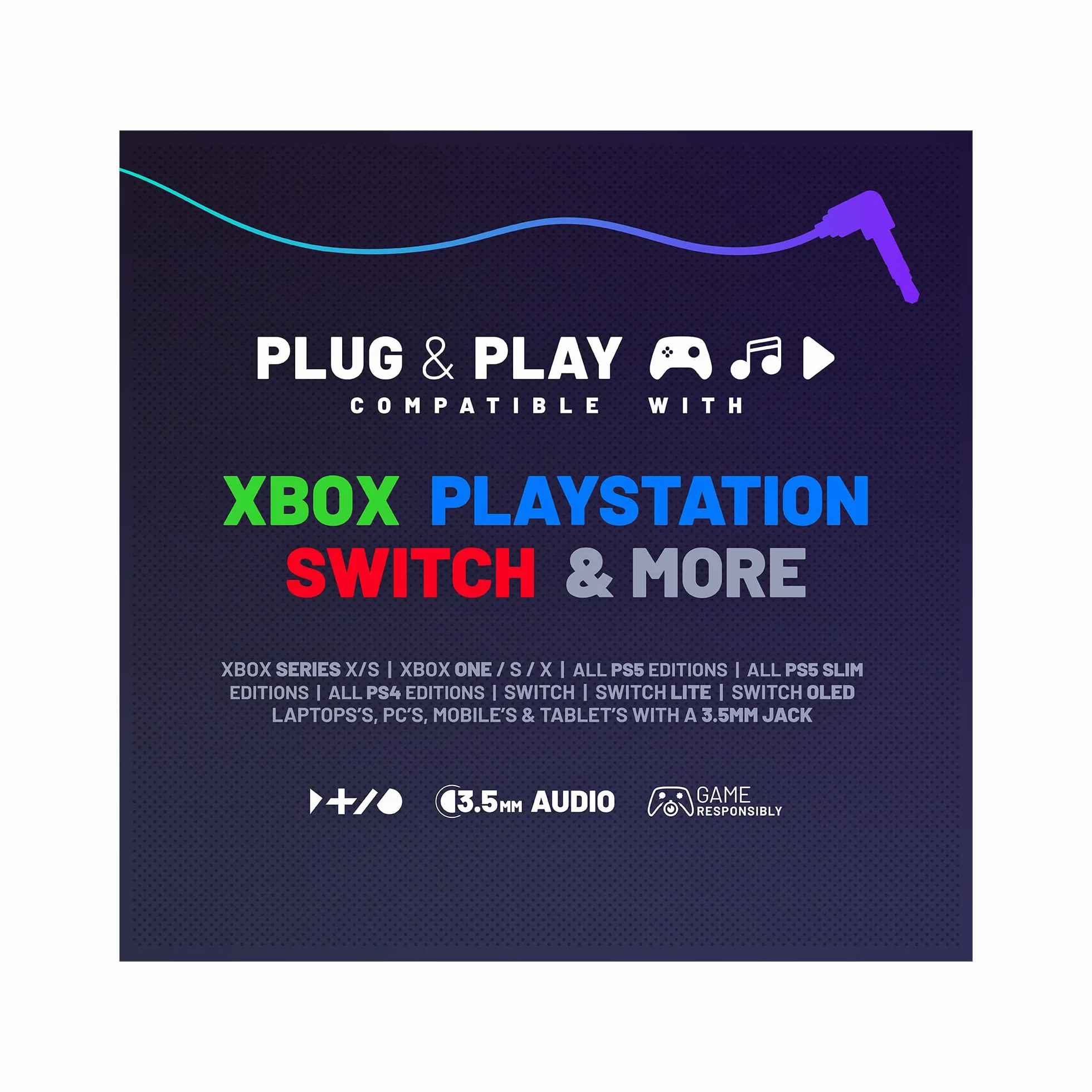 Cuffie da gioco over-ear STEALTH ECLIPSE, compatibili PS4 PS5 XBOX Switch PC, microfono flessibile, 3,5 mm jack