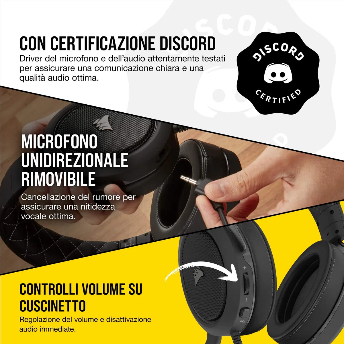 Corsair HS60 Pro Surround Cuffie Gaming con Microfono, Audio 7.1, Memory Foam, Rumore, Nero