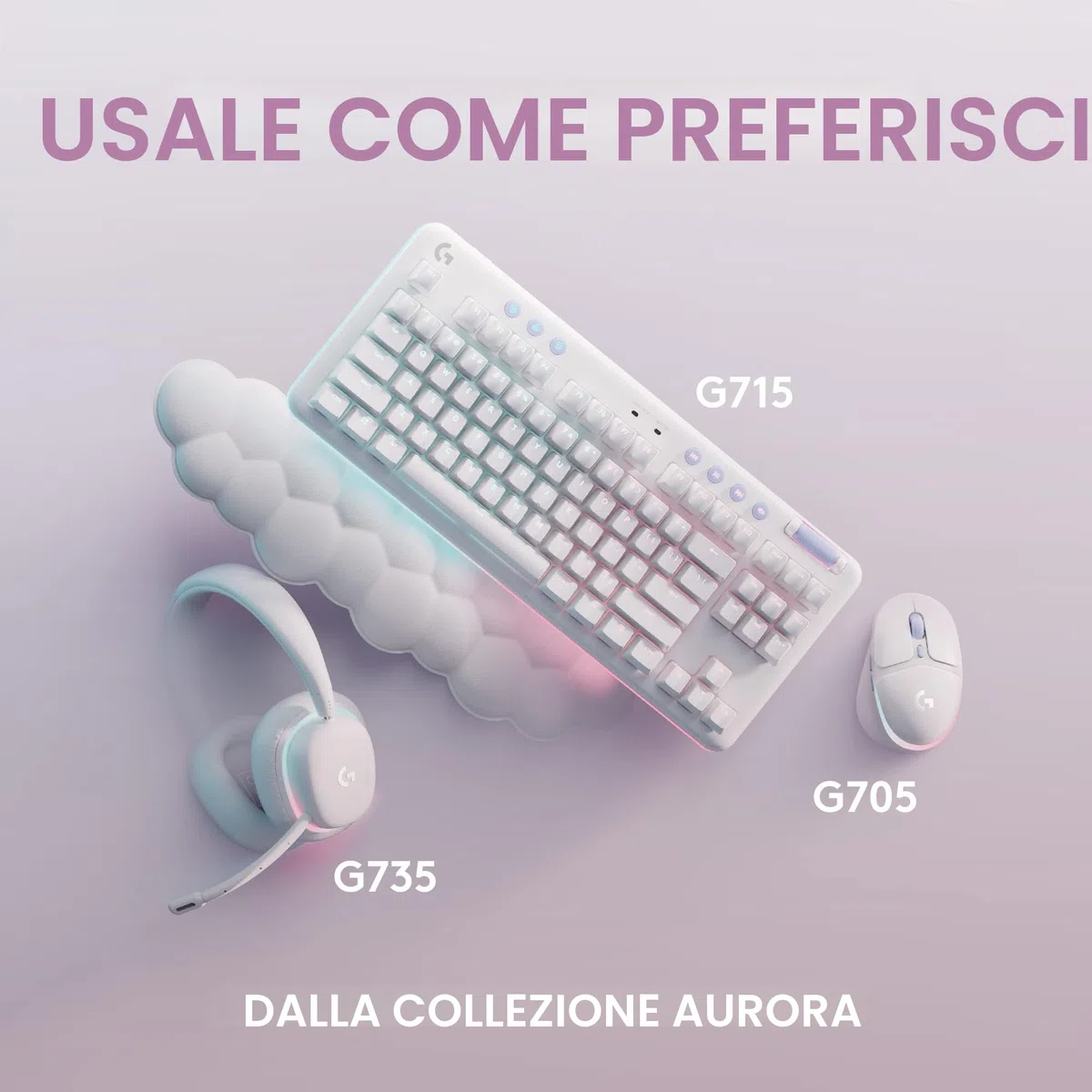 Logitech G G735 Cuffie Gaming Wireless, Illuminazione RGB LIGHTSYNC Personalizzabile, LIGHTSPEED, Bluetooth, Microfono Staccabile, Compatibile con PC e Mac - Bianco