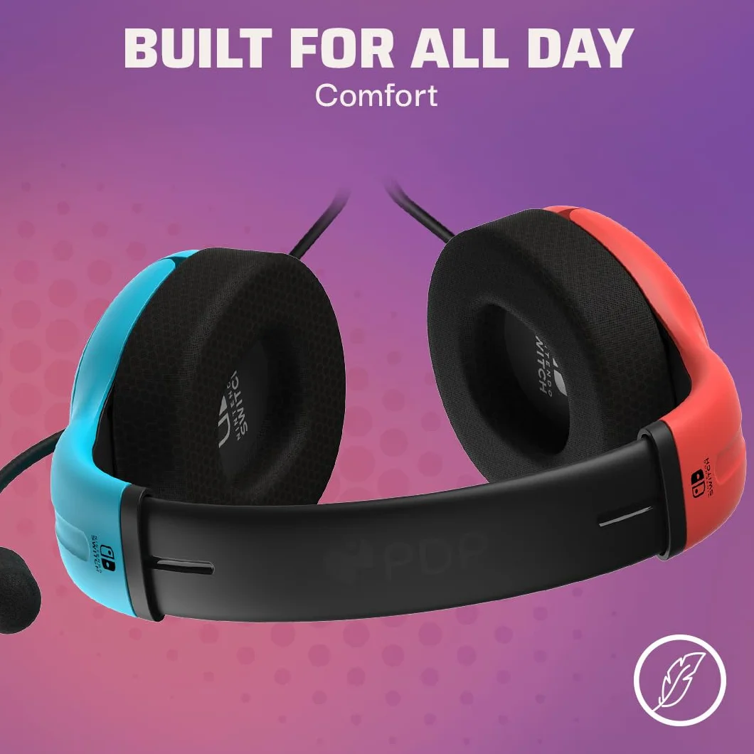 PDP Gaming LVL40 Stereo Headset for Nintendo Switch PC iPad Mac Laptop - Noise Cancelling Microphone Lightweight On Ear Headphones Blue Red