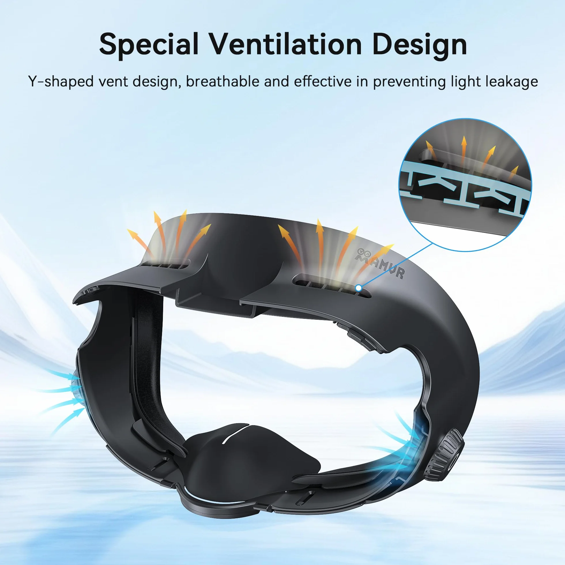 AMVR Comfort Face Cover Pad Compatibile con Q3, Cuscino Facciale in PU e Cotone Traspirante Ice Silk, Manopola Regolabile