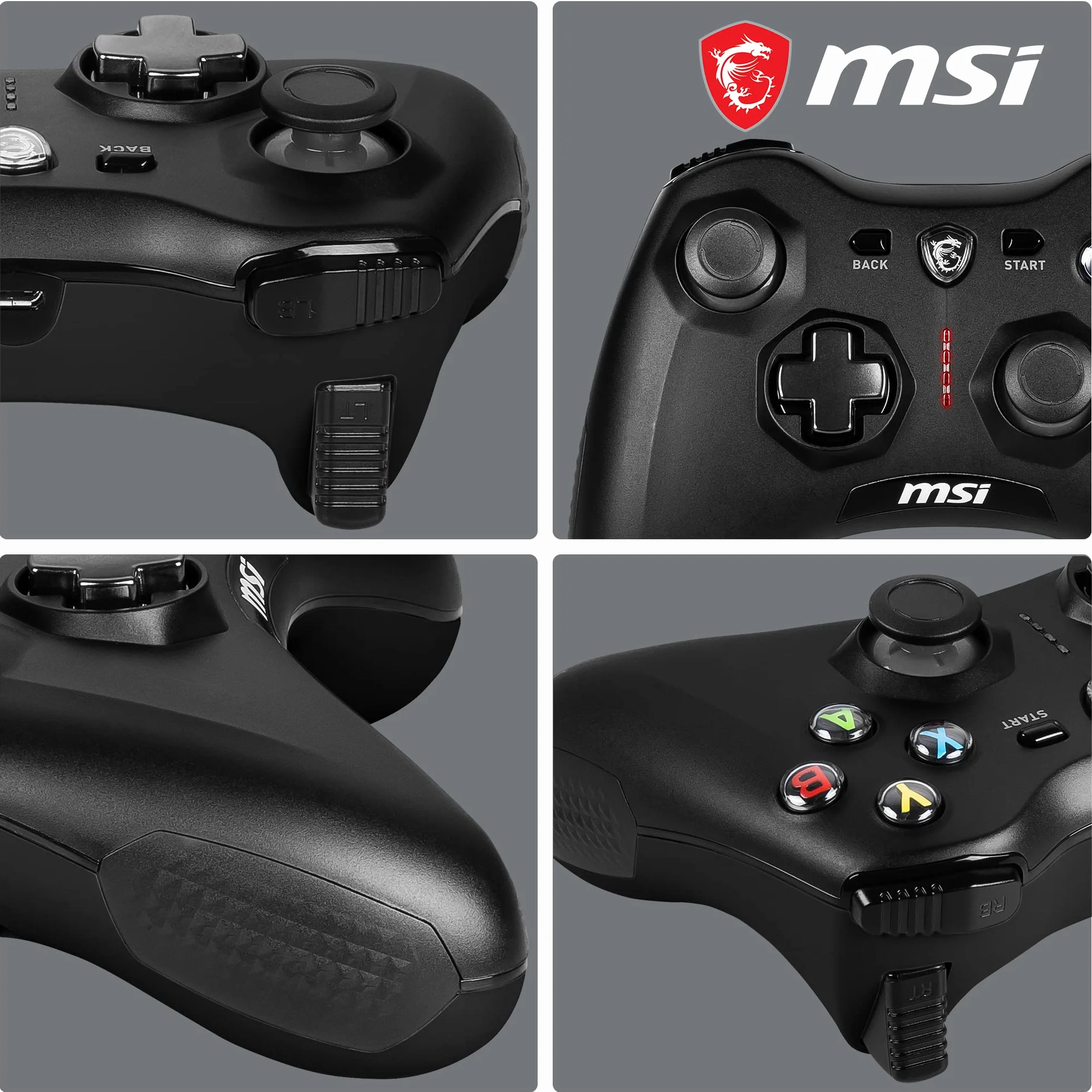 MSI FORCE GC30 V2 Wireless PC Gamepad Controller - 2.4 GHz, batteria Li-Ion 600mAh, coperture D-Pad sostituibili, due motori a vibrazione, USB 2.0 - cablato/wireless