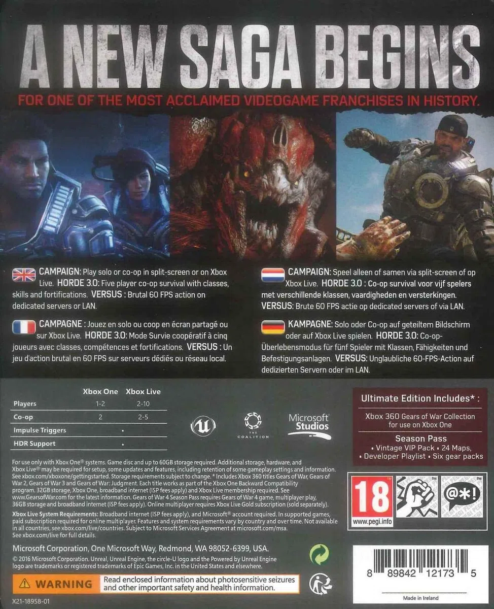 Gears of War: Ultimate Edition (Xbox One) Lingua italiana
