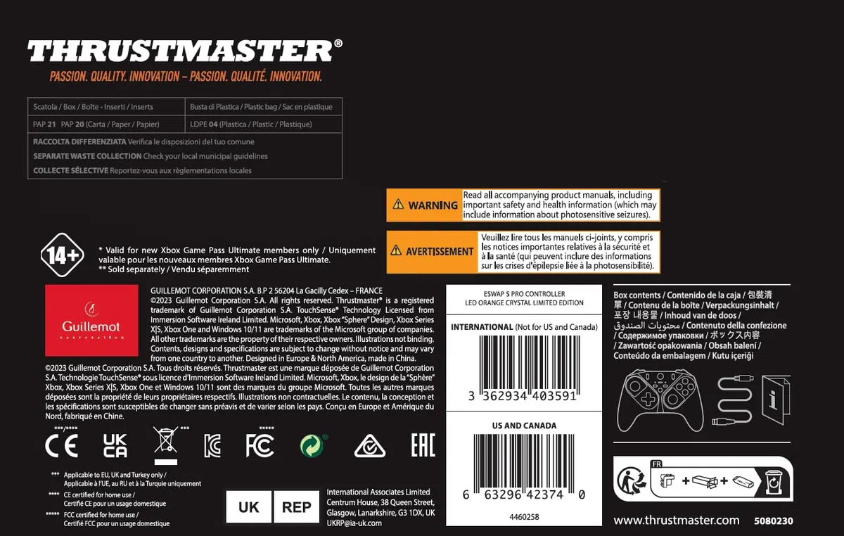 Thrustmaster ESWAP S PRO CONTROLLER LED ORANGE CRYSTAL LIMITED EDITION, su Licenza Ufficiale per Xbox Series X|S – Esclusiva AMAZON