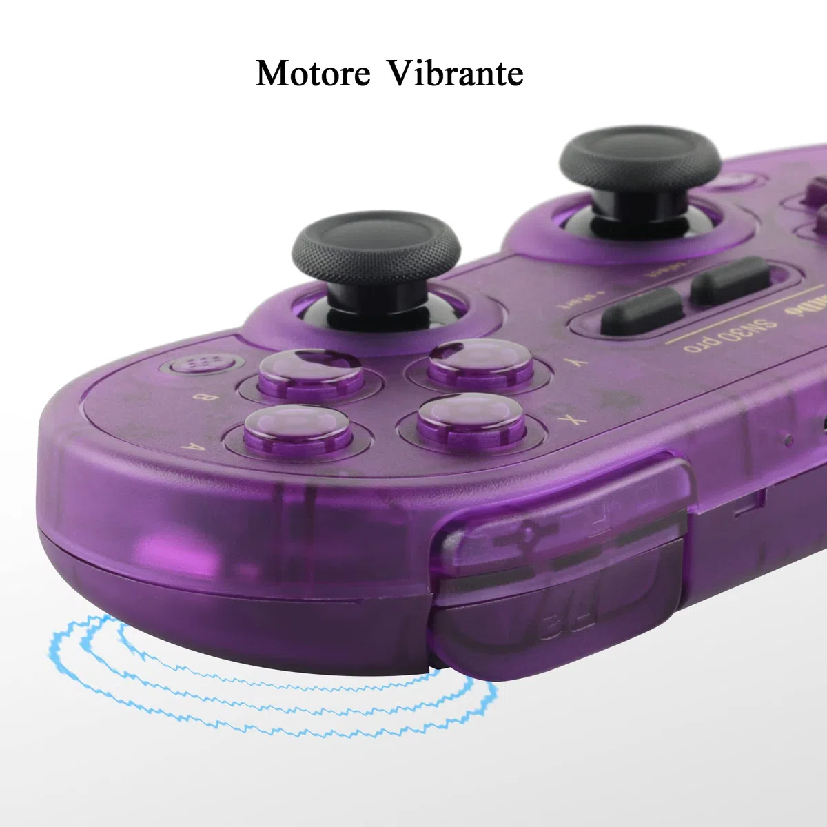 8Bitdo Controller di Gioco Bluetooth SN30 PRO Compatibile con Switch PC, Aggiornamento Joystick Effetto Hall, Gamepad Wireless per PC, Windows, Android, macOS, Steam, Raspberry Pi (Viola Trasparente)