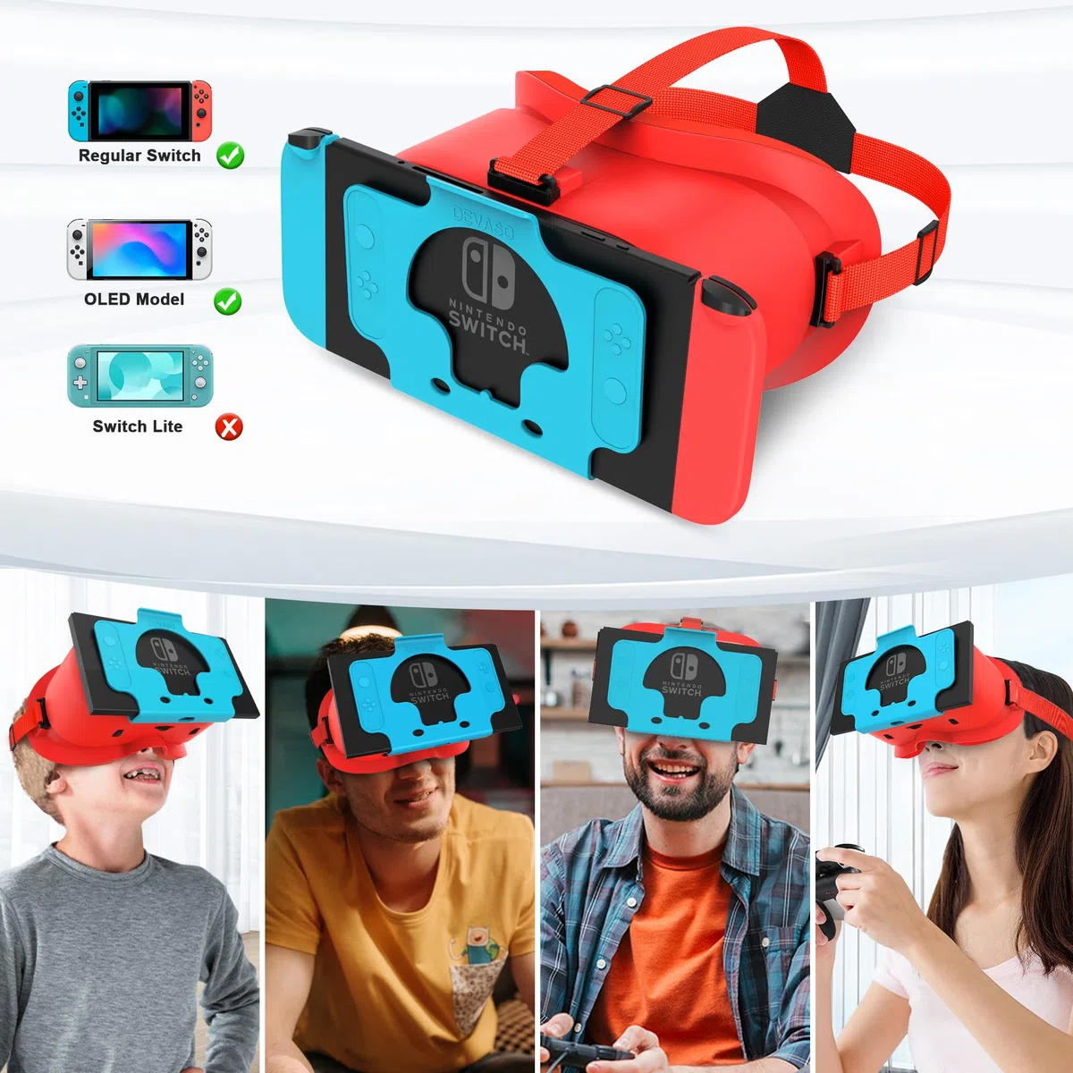 VR Cuffie per Nintendo Switch OLED Occhiali Realtà Virtuale Lenti Regolabili HD Comoda Cinghia