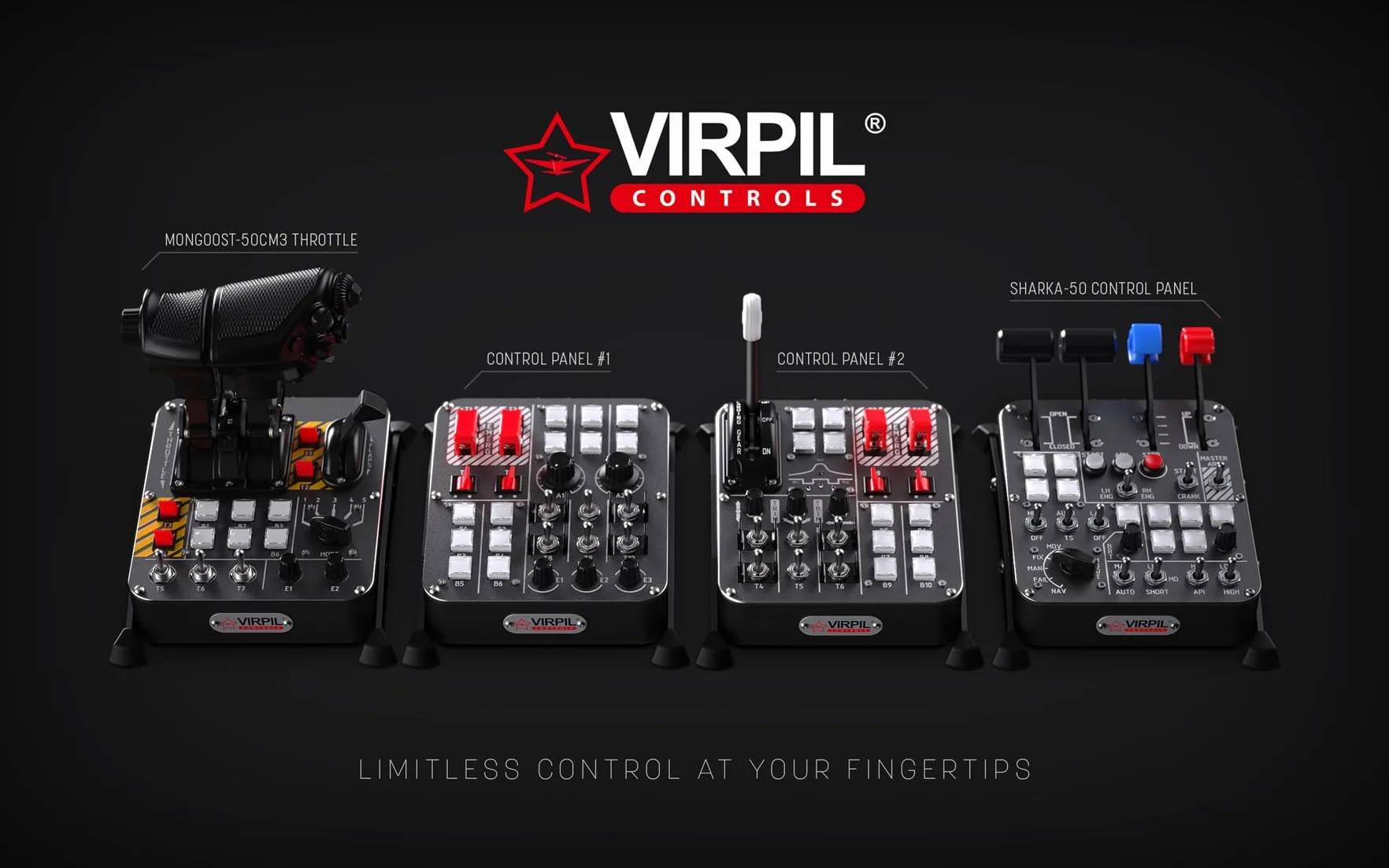 VIRPIL Controls - Pannello di controllo universale #2 per simulatori di volo, PC Gaming, Flight Control System con Landing Gear, Flight Sim Button Box, pannello di commutazione