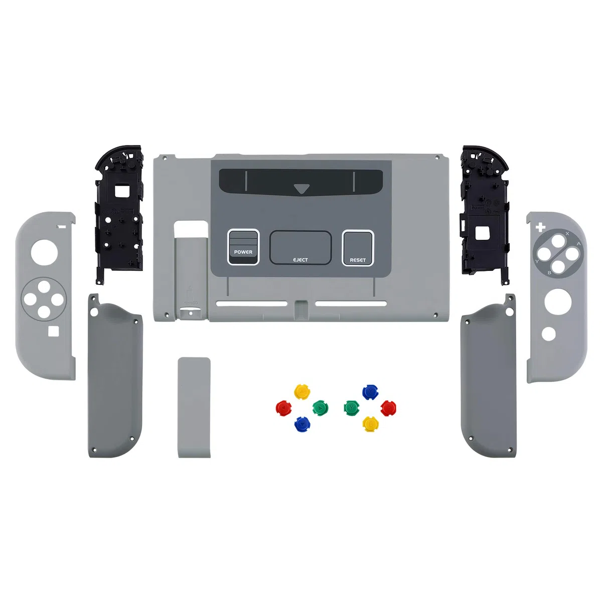 eXtremeRate Cover Pulsanti Tasti Ricambio per Nintendo Switch Console Joycon,Custodia Shell Case Guscio Scocca DIY Kit Ricambio per Nintendo Switch-Stile SFC SNES Classic EU