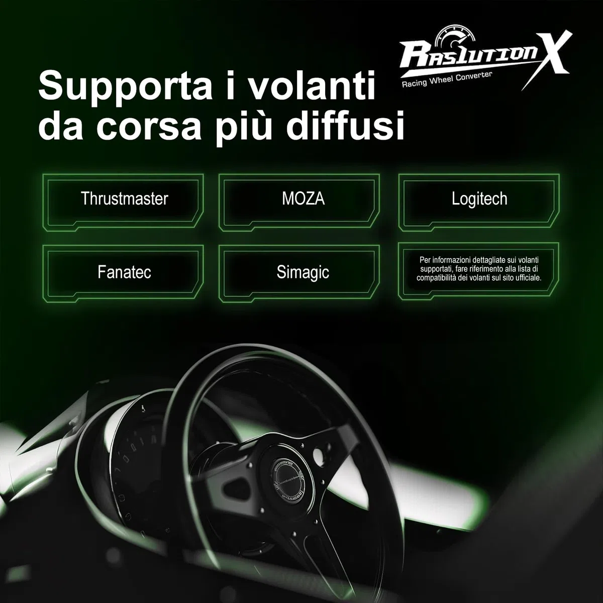 Mcbazel Brook Ras1ution X Convertitore per Volante da Corse per Xbox Series X|S/Xbox One/Xbox 360, Supporta oltre 60 Volanti, Retroazione della Forza Regolabile, Personalizzazione tramite App Mobile