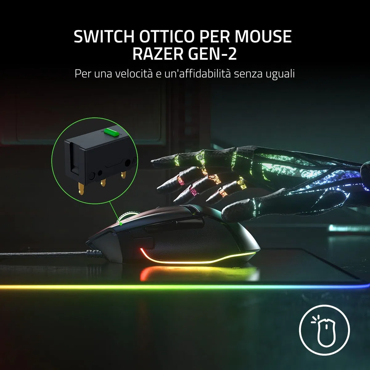 Razer Basilisk V3 Mouse da Gioco Cablato Personalizzabile 26K DPI Nero