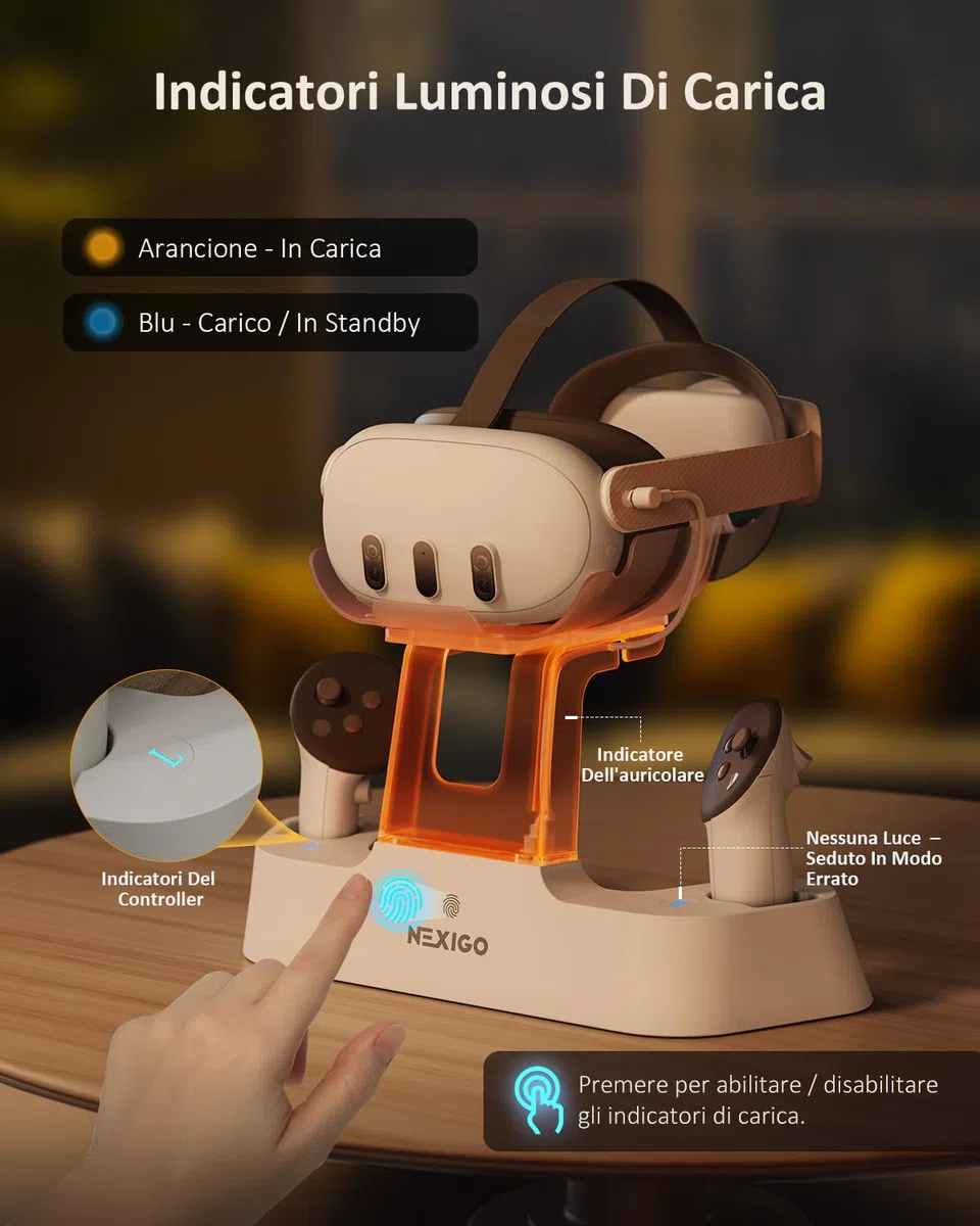 NexiGo Charging Dock LED Light for Oculus Quest 3 with Elite Strap Battery Support