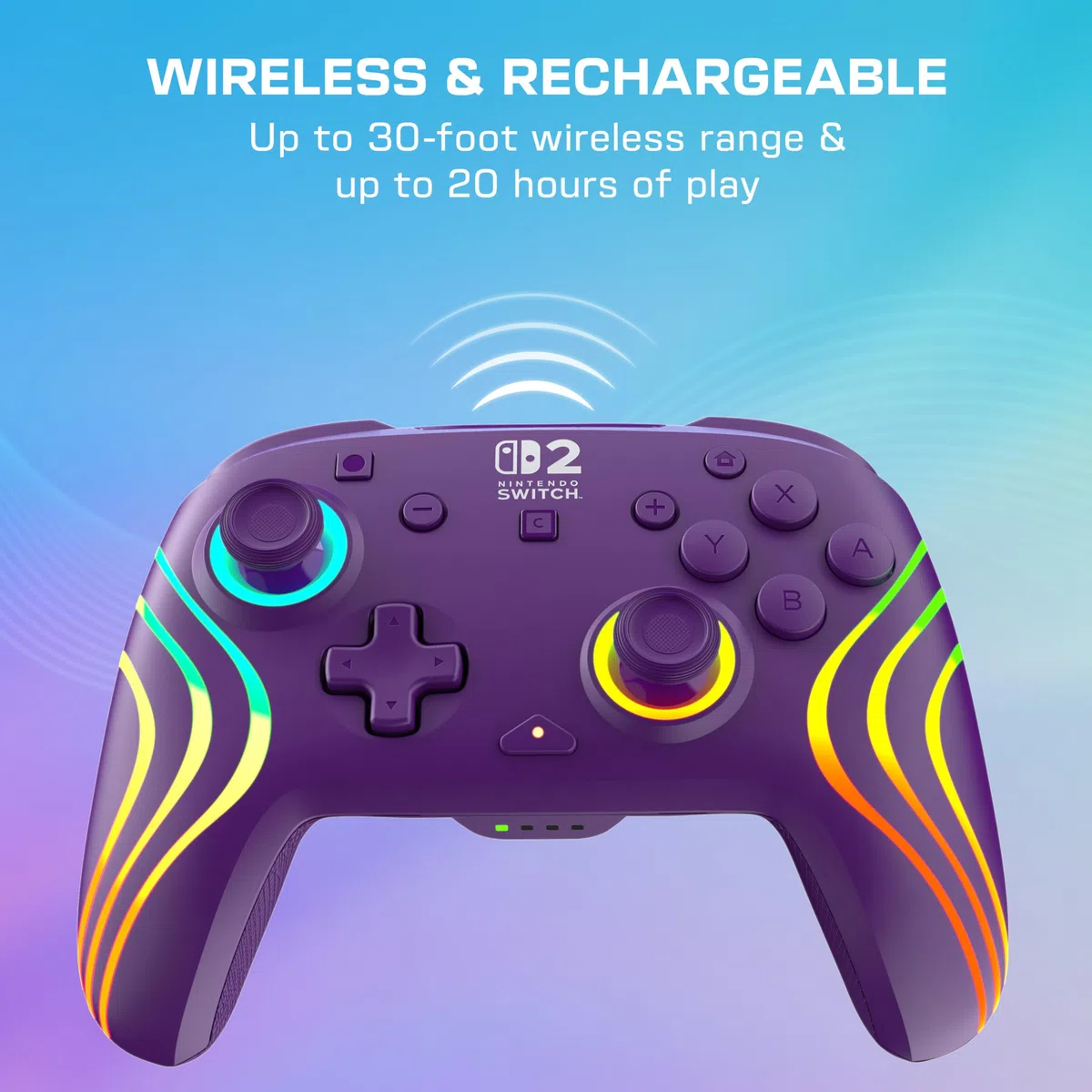 Turtle Beach Afterglow Viola Controller da gaming RGB wireless con licenza ufficiale per Nintendo Switch 2