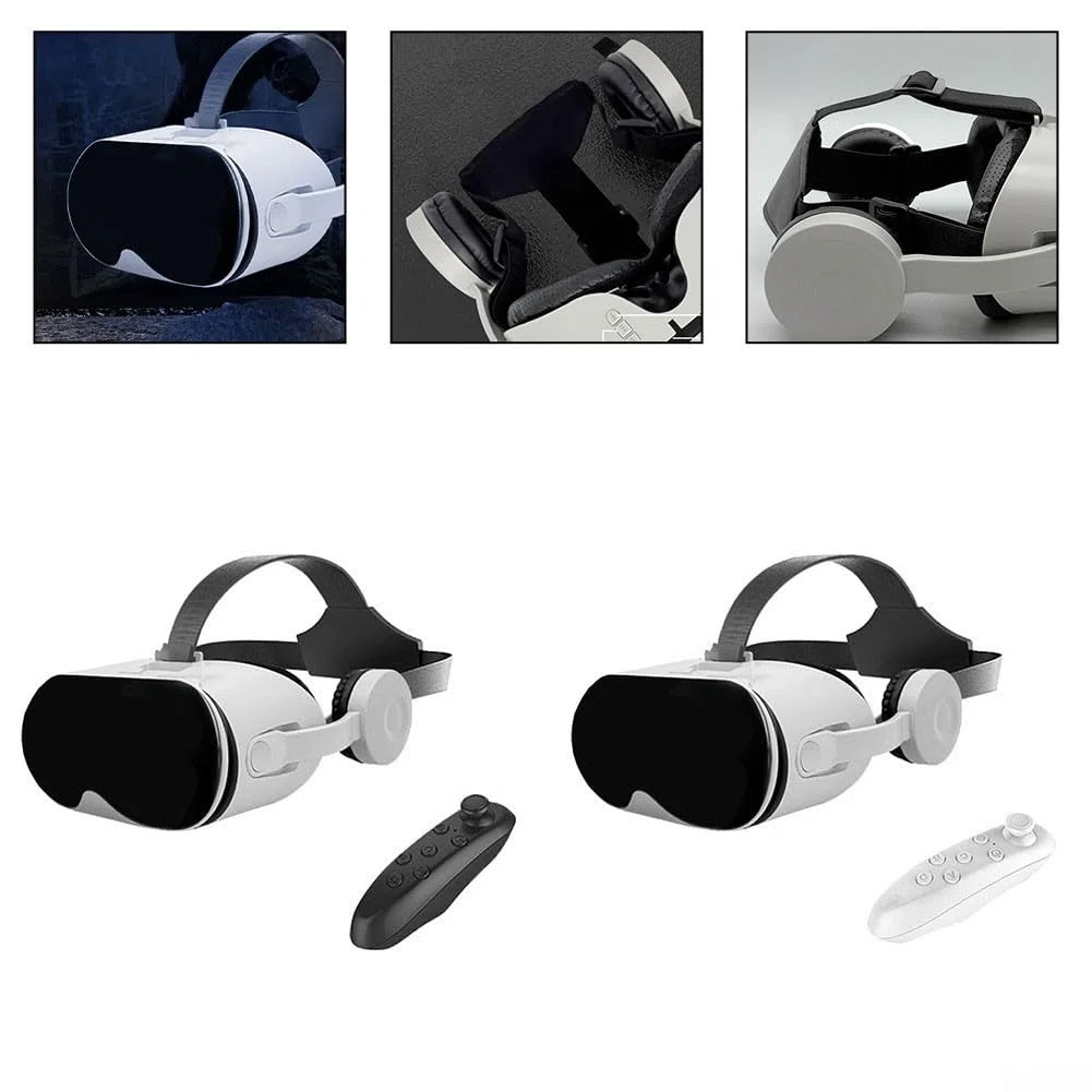 GLOBALHUT - Cuffie per realtà virtuale, per smartphone iOS-Android con schermo da 5,5-6,7 pollici, occhiali 3D VR con controller per giochi e film, campo visivo di 110° (nero)