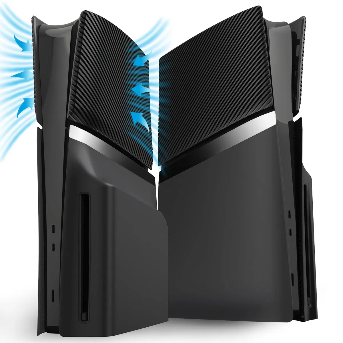 eXtremeRate eXcover Copertura Ricambio Compatibile con ps5 Slim Console Disc Edition, Cover Coperchio Custodia Placca Shell Ventilata per ps5 Slim Disc Console, Nero